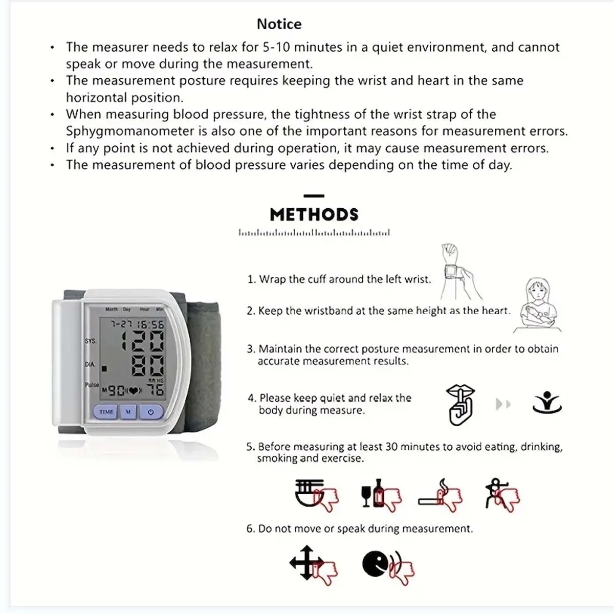 Wrist Blood Pressure Monitor Kit with Extra Large Cuff 1