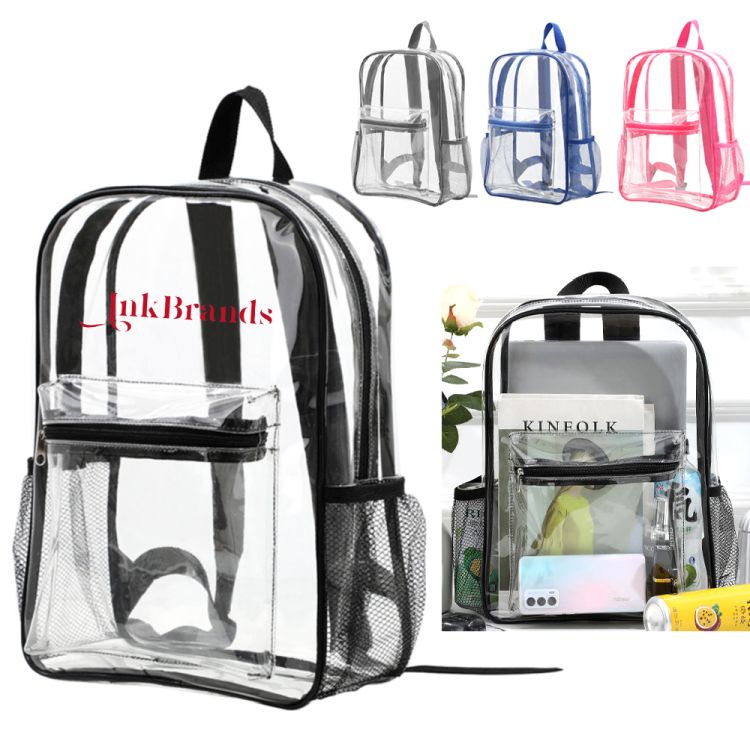 Clear Backpack with Padded Straps, Side Pocket 2