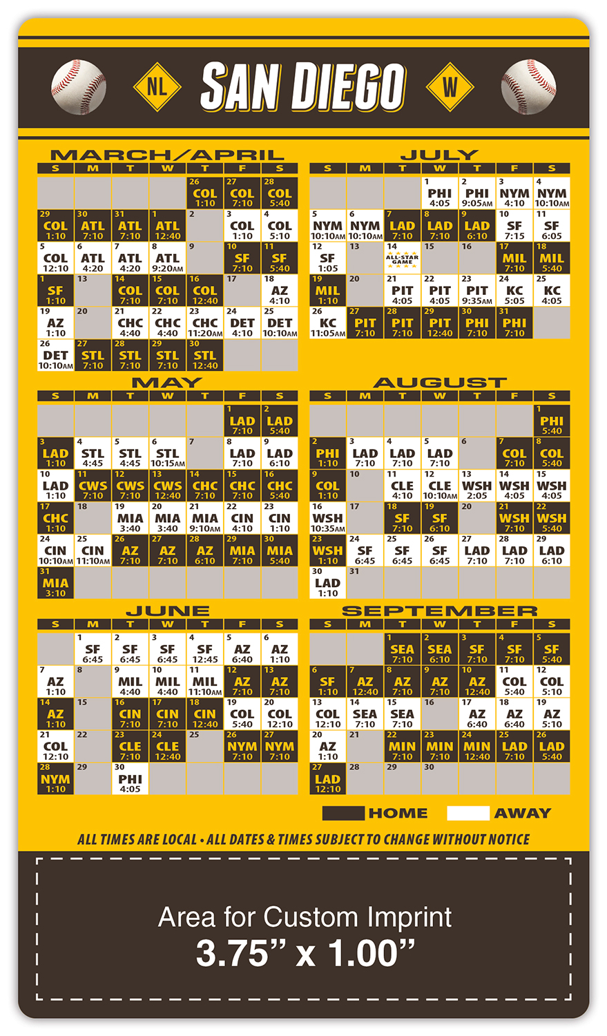 Magnet Sport Schedules - 4x7 Baseball Round Corners - 25 mil. 1