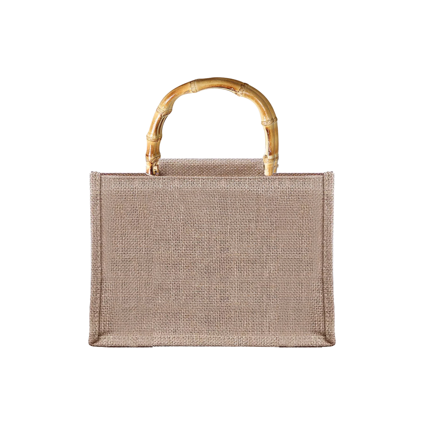 Jute Gift Tote Bag With Bamboo Handle, custom tote bag with logo imprint 5