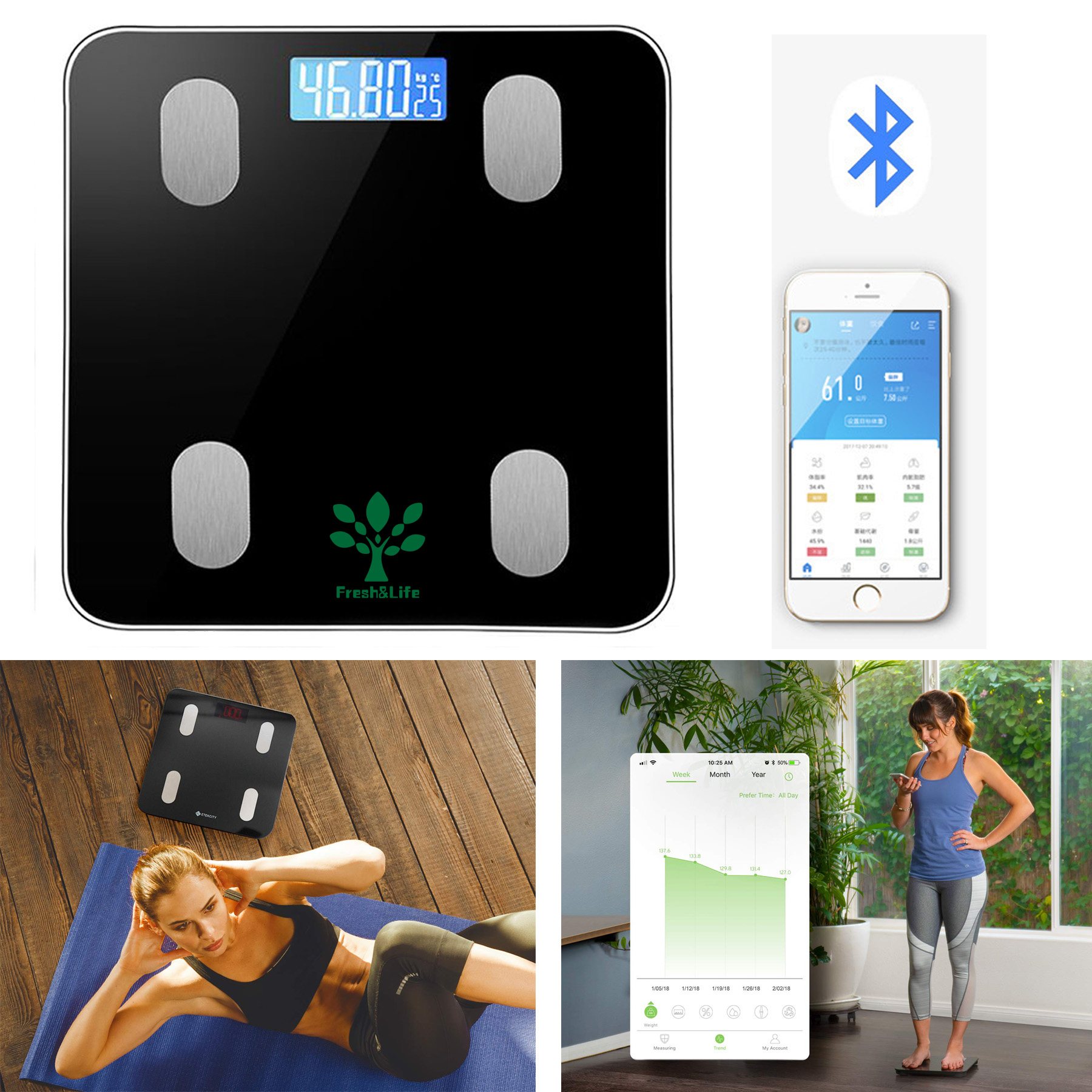 Smart Bluetooth Body Fat Digital Weight Scale