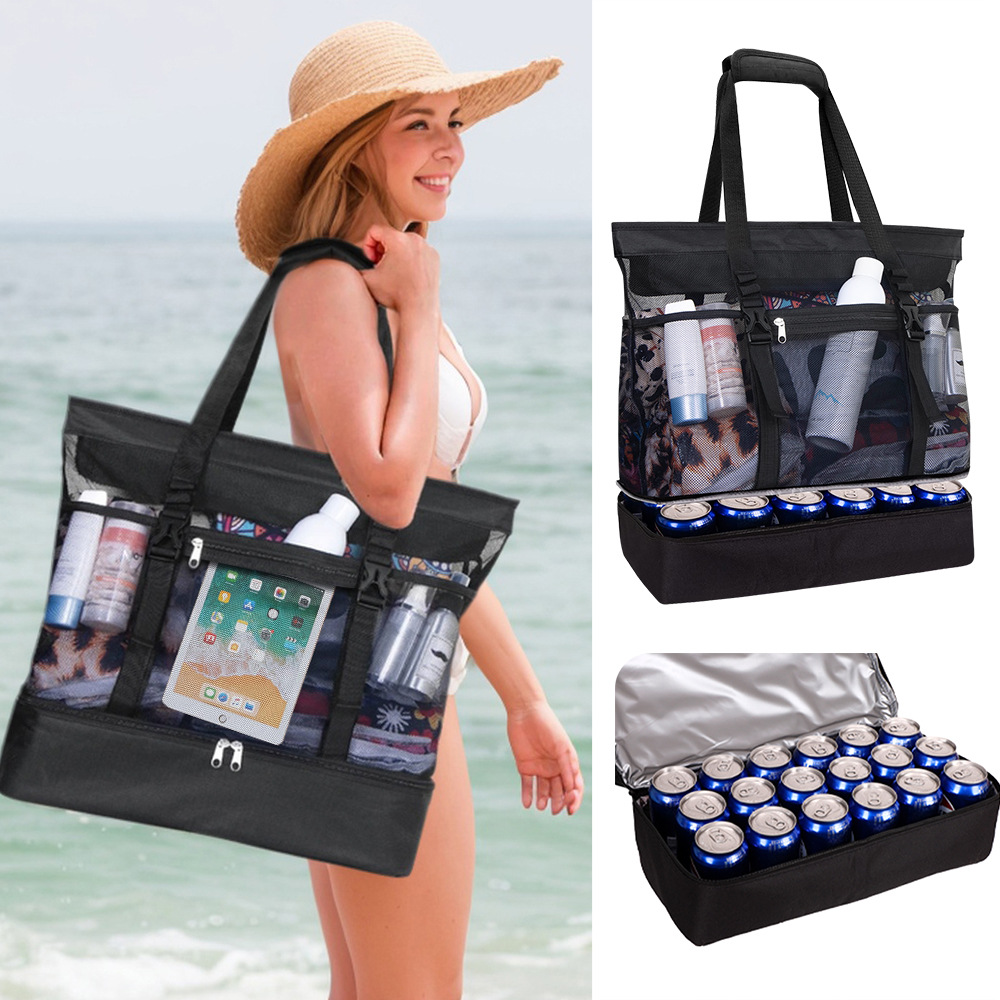 Double Layer Mesh Insulated Beach Tote Bag 2
