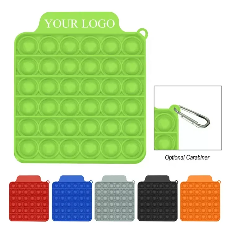 Square Bubble Fidget Sensory Toy With Carabiner 2