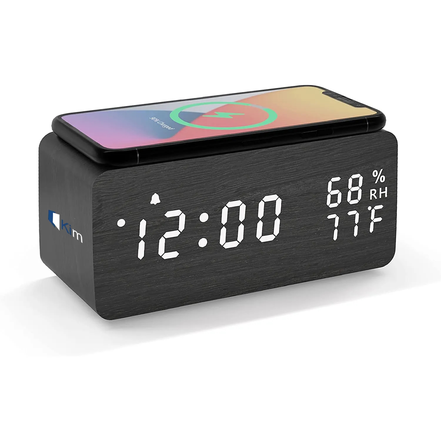 Wooden Digital Alarm Clock With Wireless Charging 1