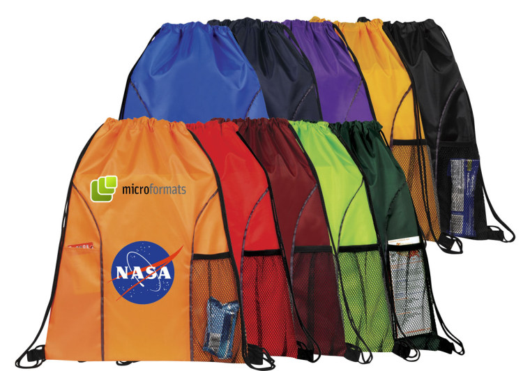 Dual Pocket Drawstring Backpack