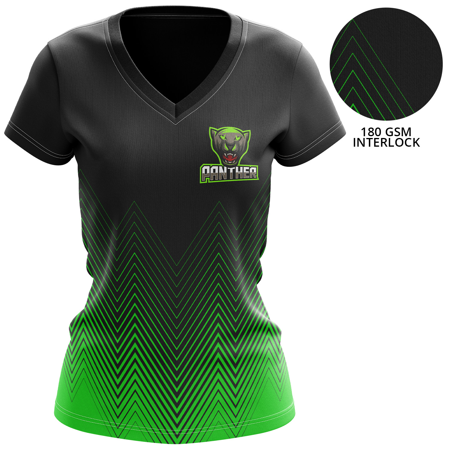 Women's 180 GSM Poly Interlock Sublimation Short Sleeve V-Neck T-Shirt 1