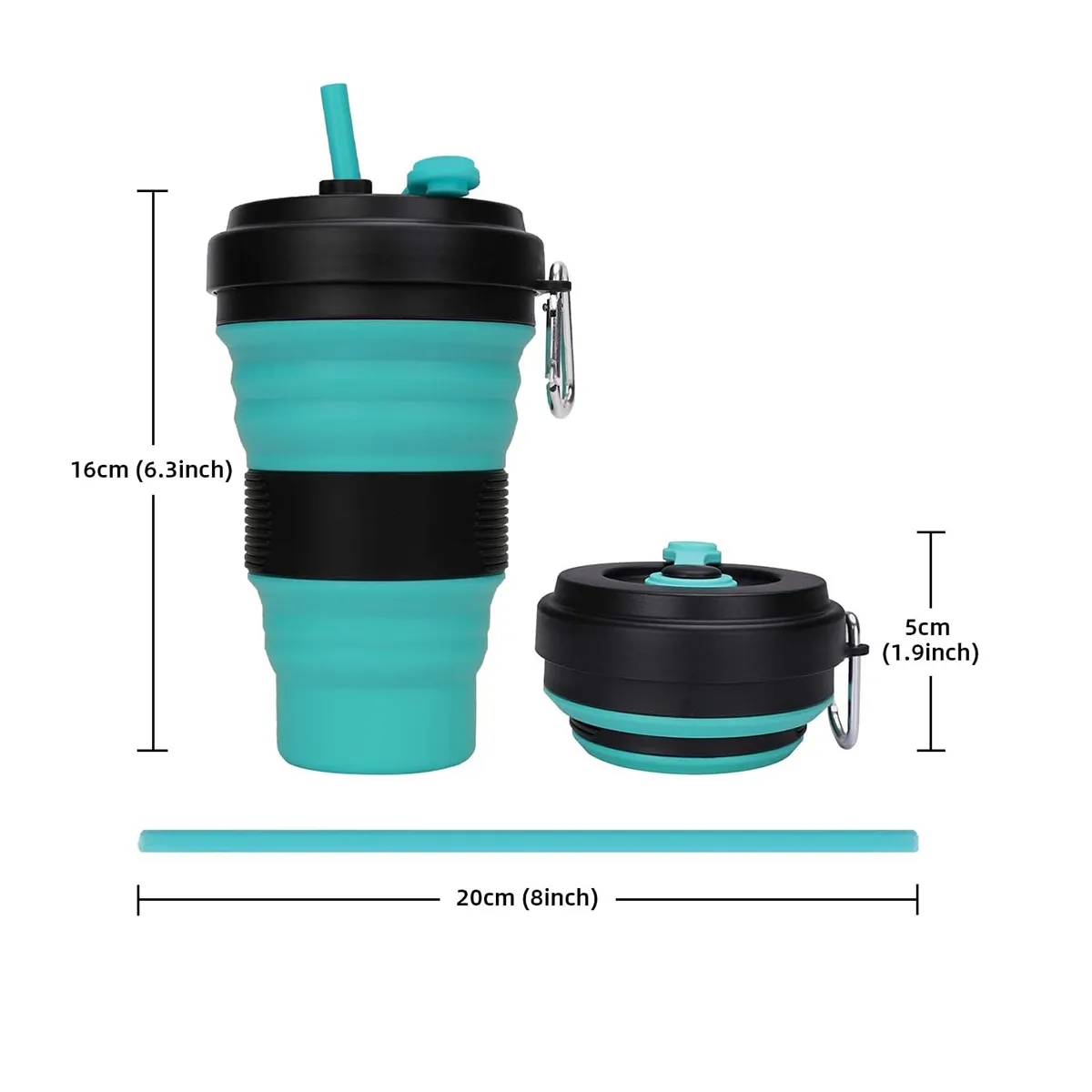 19oz Silicone Collapsible Travel Cup with Carabiner 3