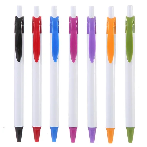 Cheap Plastic Ballpoint Pen W/ White Barrel 5