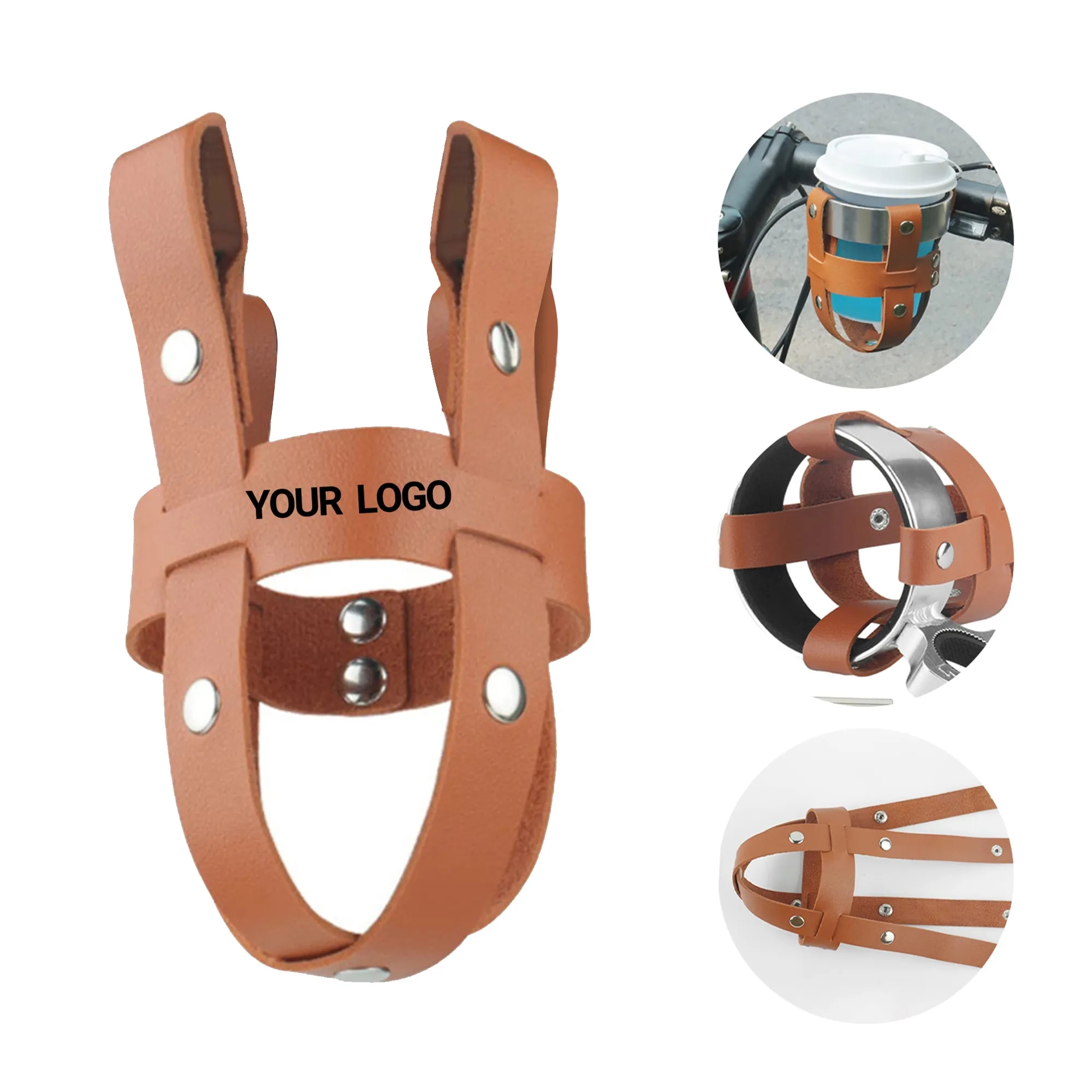 PU Leather Bicycle Water Bottle Holder Anti Shake 1