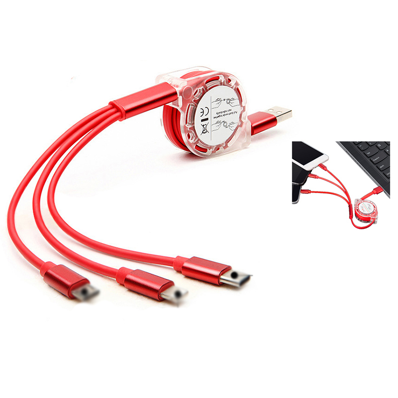 3 In 1 Retractable USB Data Cable 2