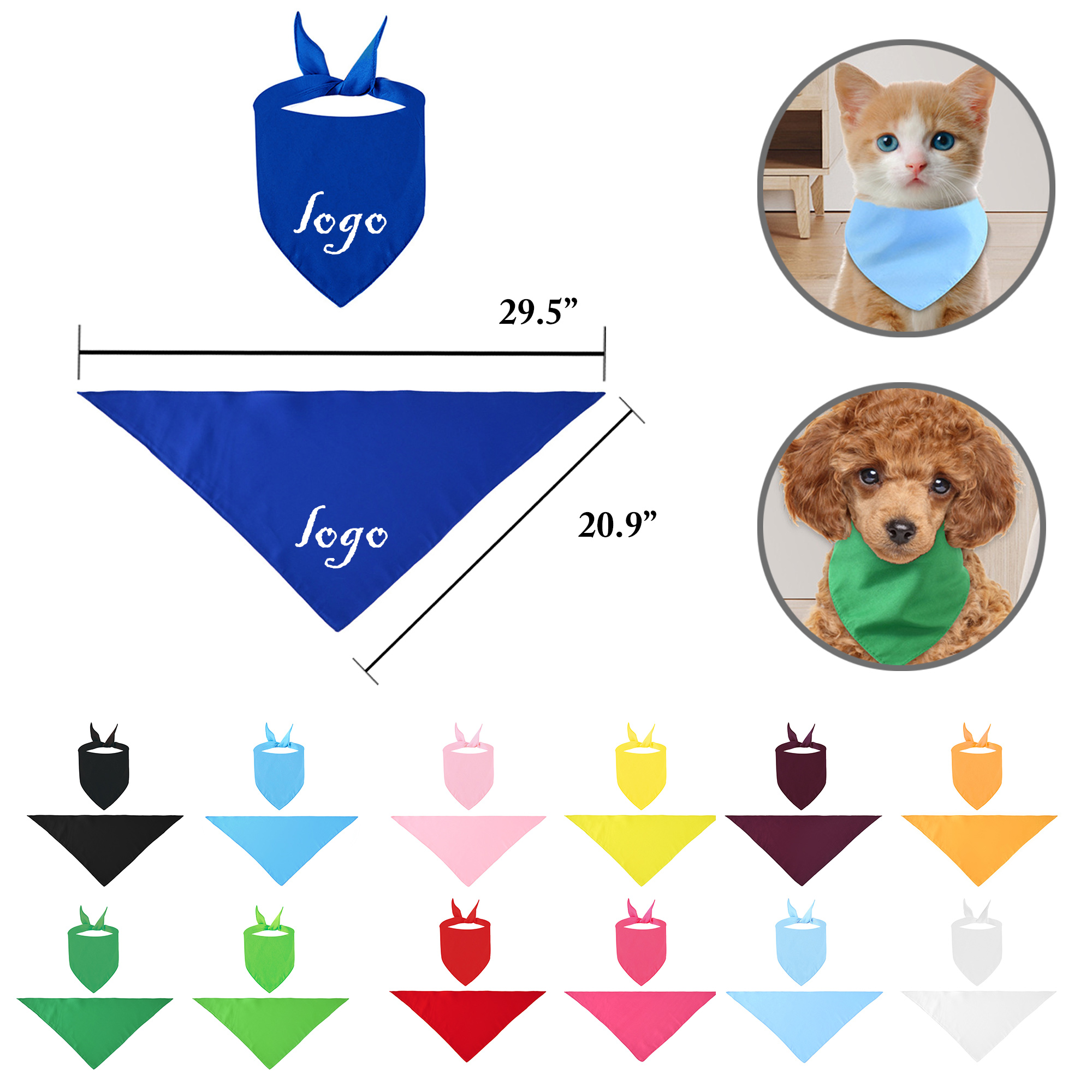 MOQ50 Pet Solid Color Polyester Scarves 6