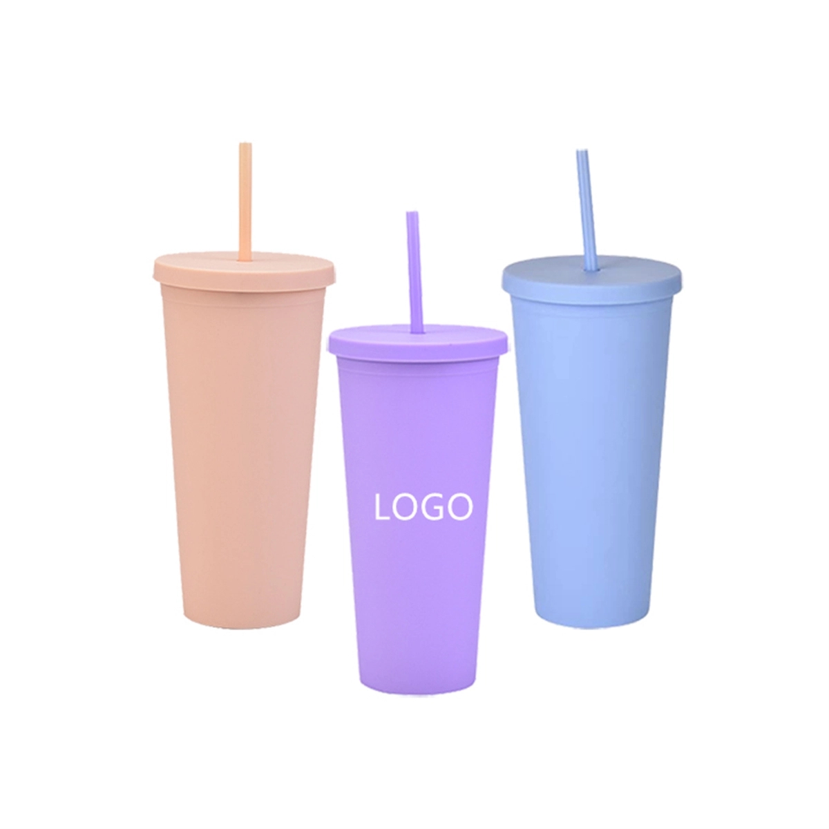 24 Oz Tumblers With Lids And Straws Colored Cups 3