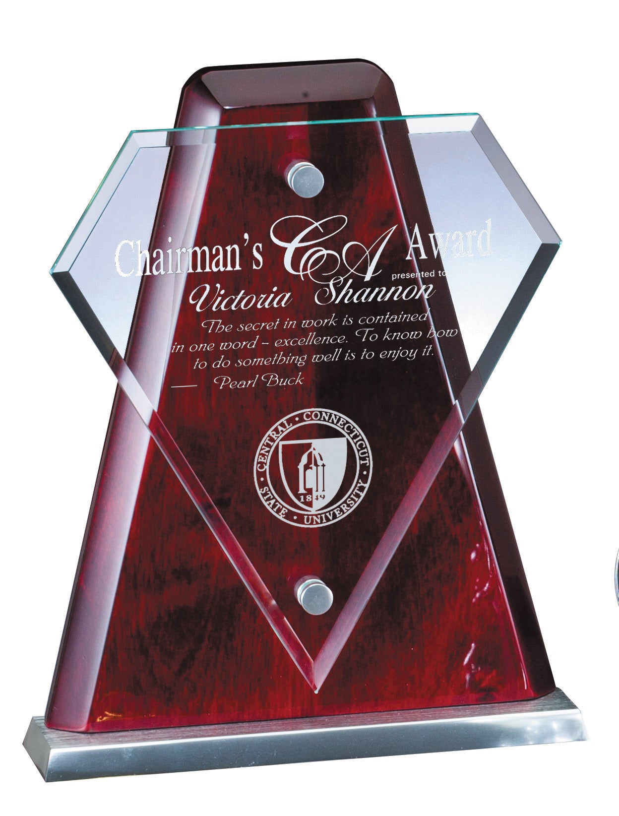 8.5" X 7" Arrow Glass On Rosewood 2