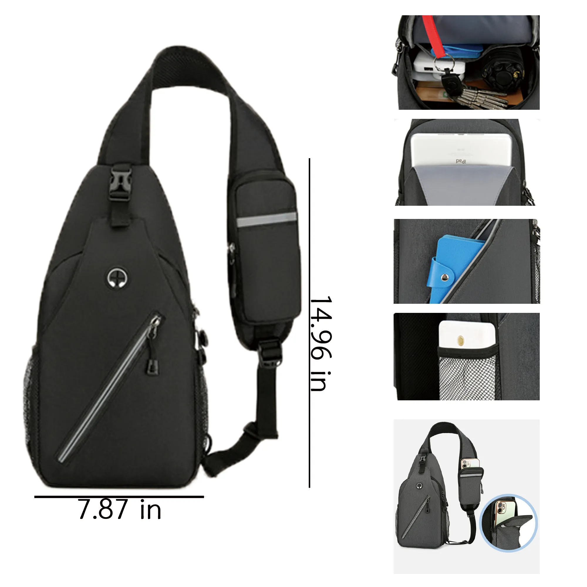 In Stock Crossbody Sling Bag Travel Hiking Chest Bag 3