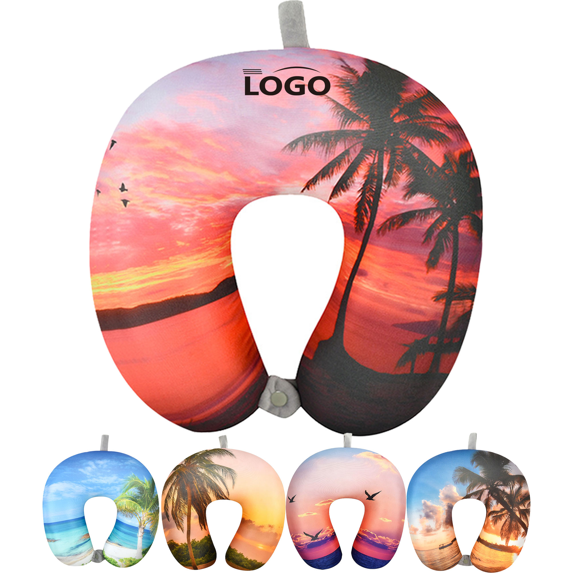 U-Shaped Travel Pillow with Palm Tree Print 1