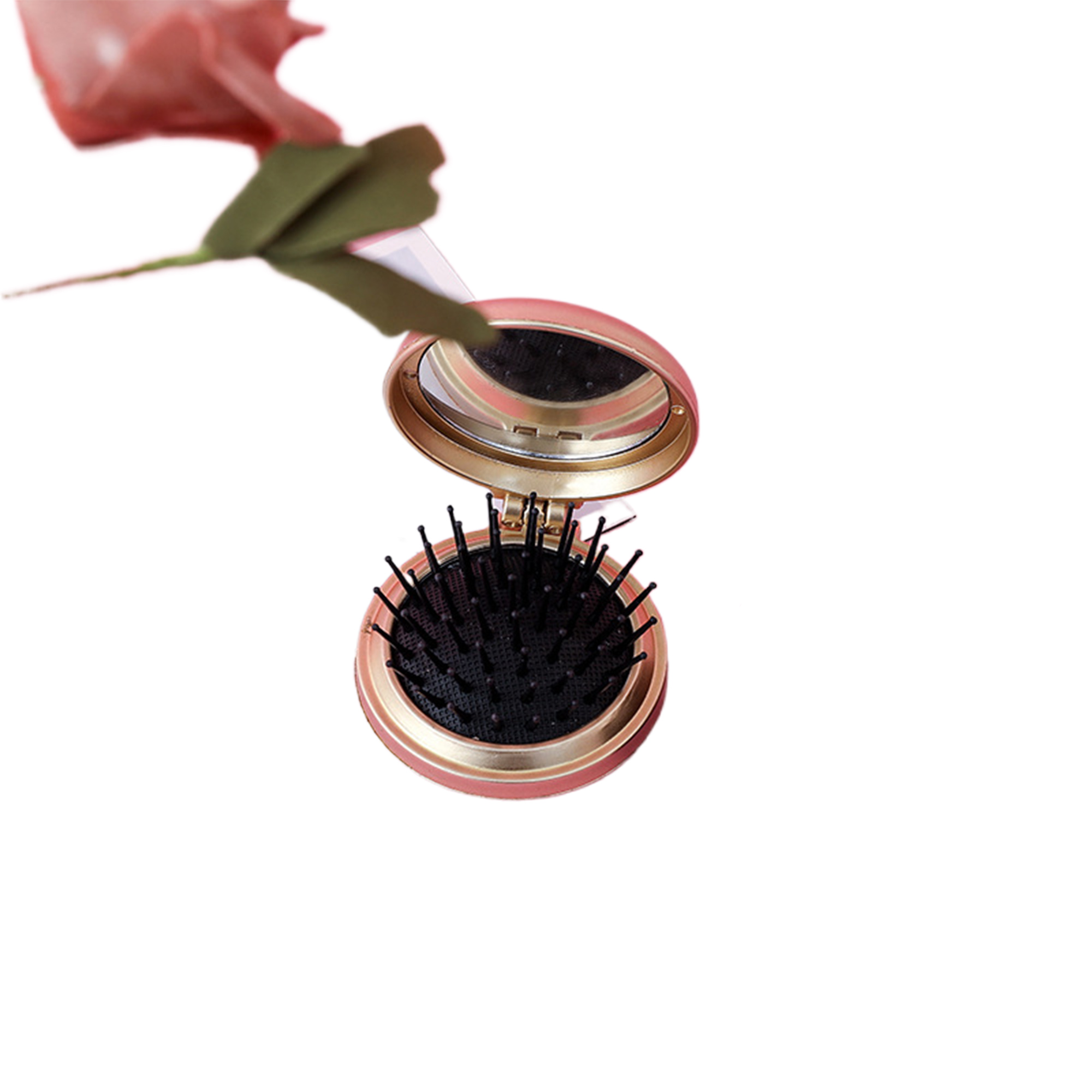 MOQ100 Compact Folding Hair Comb with Built-in Mirror 9