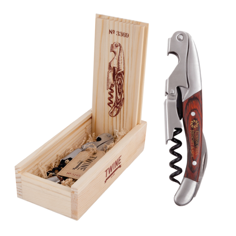 Twine Living® Wooden Double Hinged Corkscrew with Gift Box 1