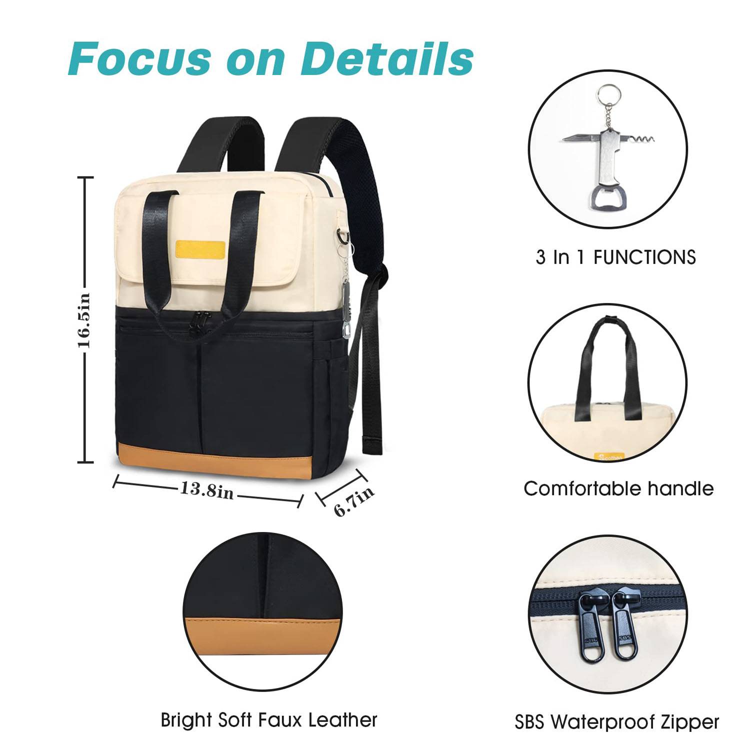 36 Can Waterproof Nylon Cooler Backpack for Picnic 8