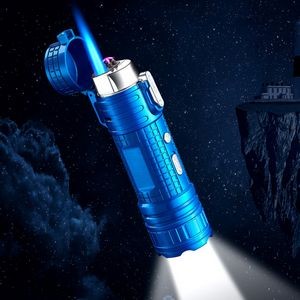 Alloy 4 In 1 Lighter With Flashlight Dual Electric Arc Jet Fire 19
