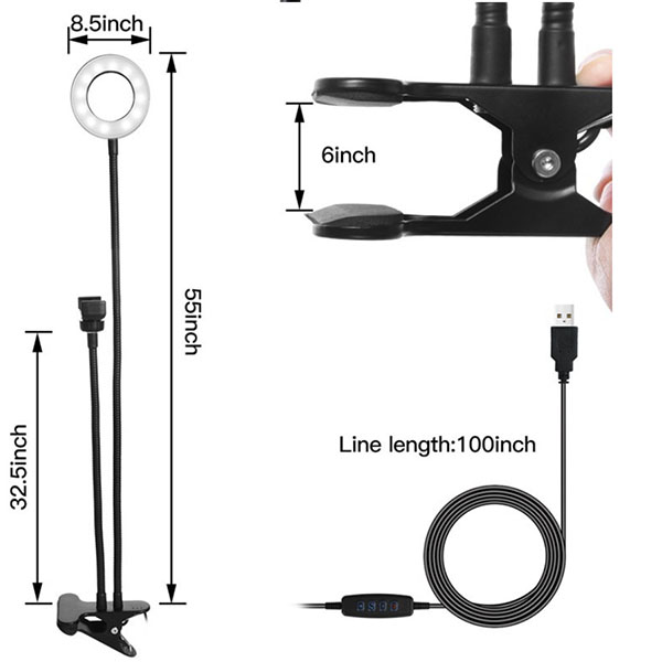 2 In 1 LED Selfie Ring Light Rotating Desktop Phone Stand 4