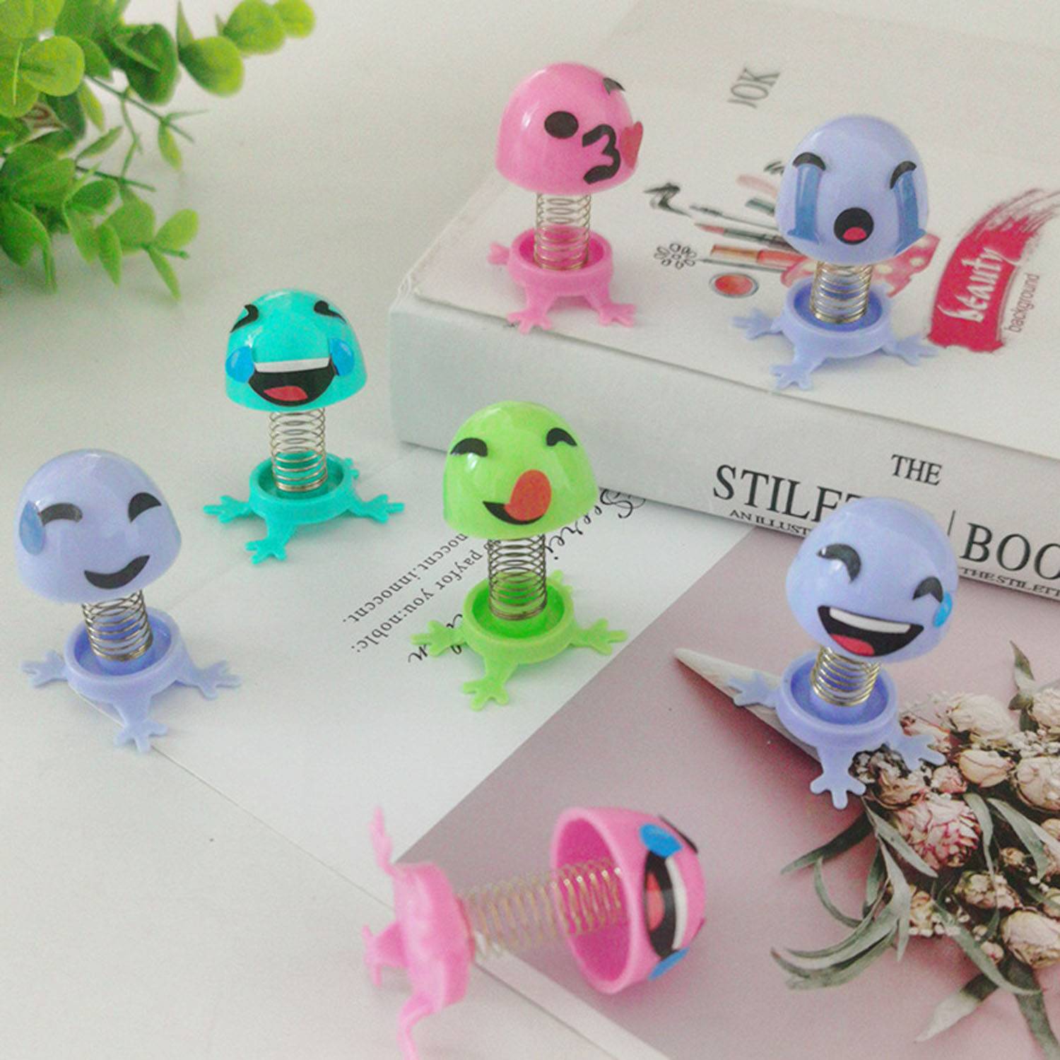 Compact Cute Plastic Bouncing Spring Toy Desk Ornament 2