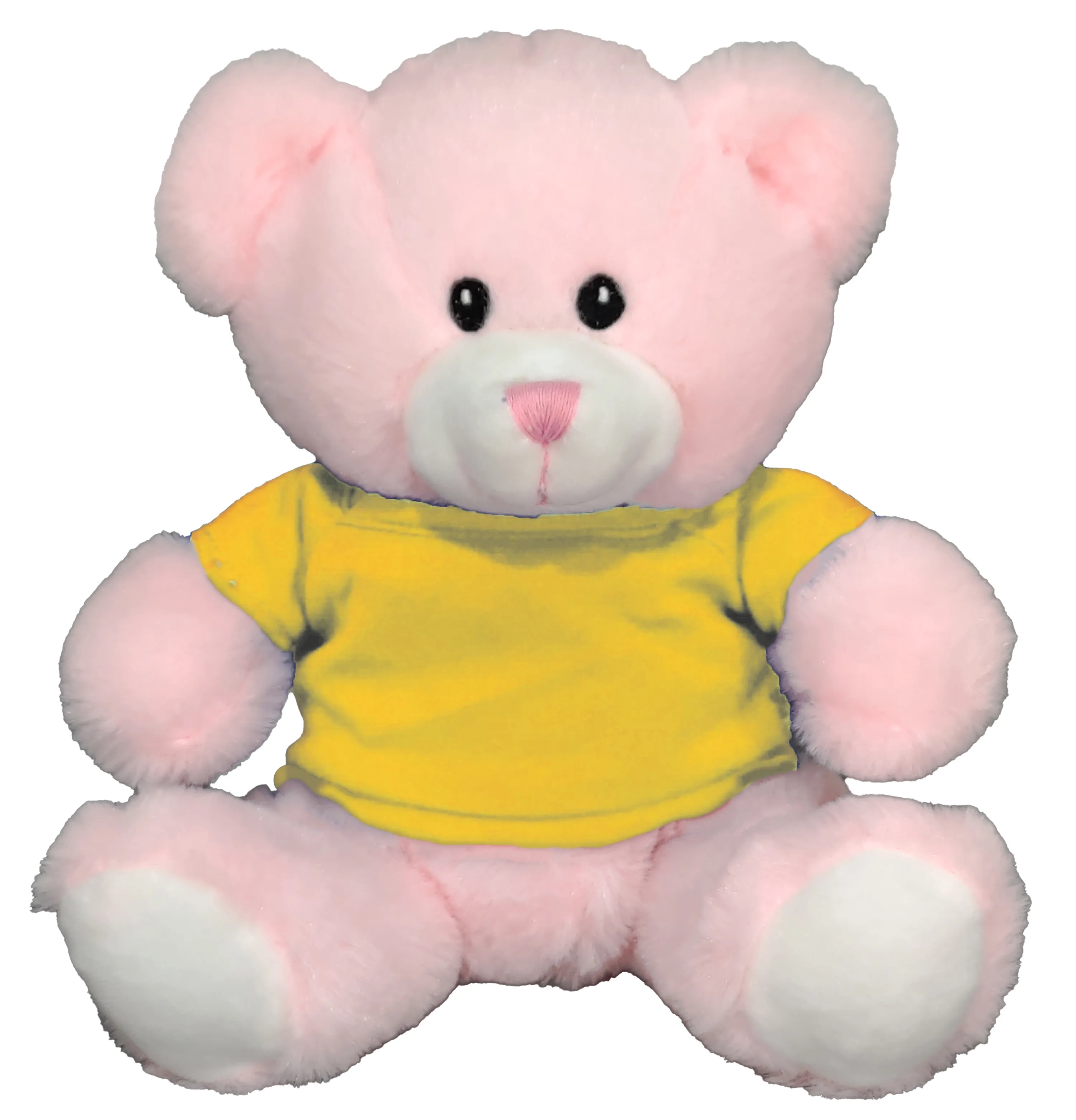 8" Embroidered Eyes Pink Bear 9