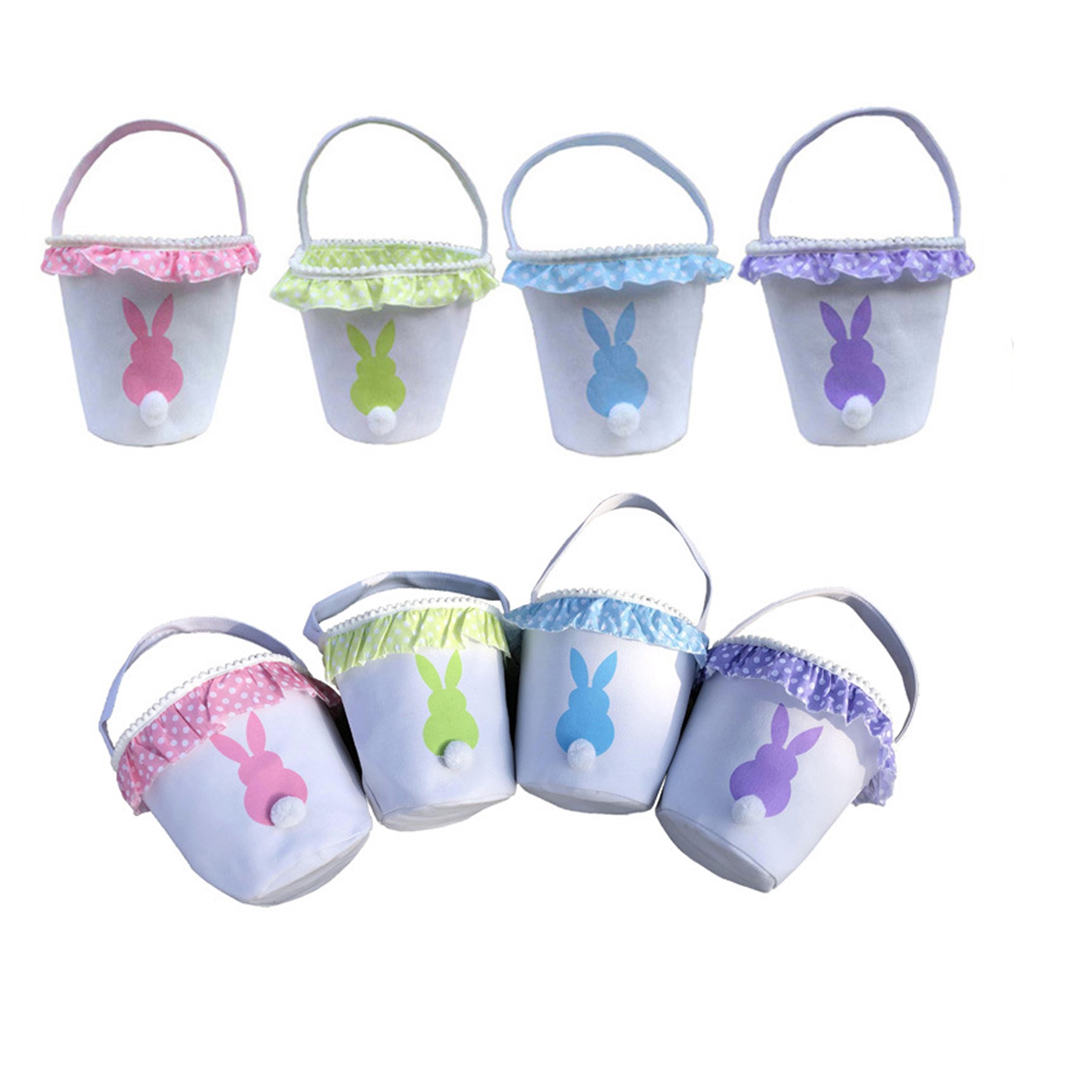 Lovely Canvas Fabric Easter Basket With Handle 1