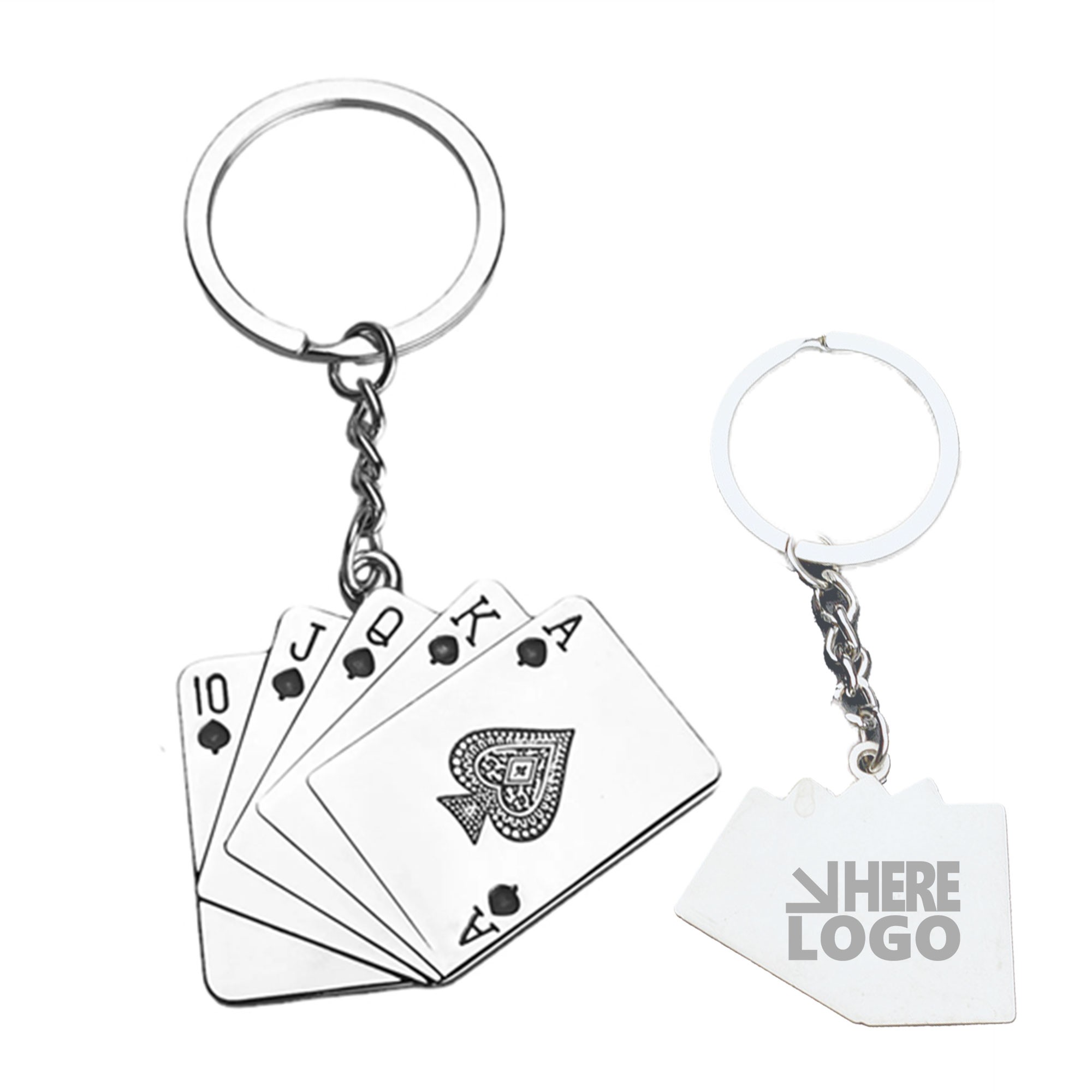 MOQ 20 Metal Key Chain With Playing Poker Cards 1