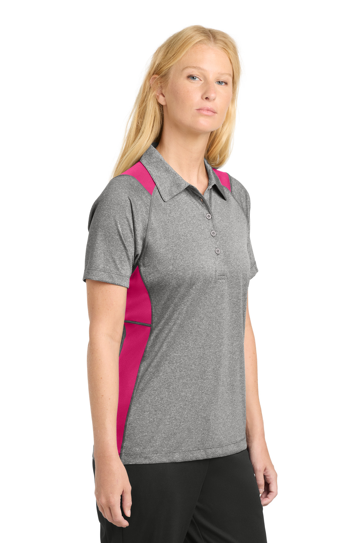 Sport-Tek Women's Heather Colorblock Contender Polo. LST665 32