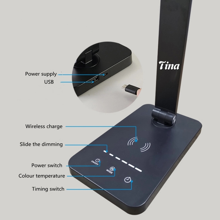Smart Wireless Charger Study Table Lamp LED Reading Light 3