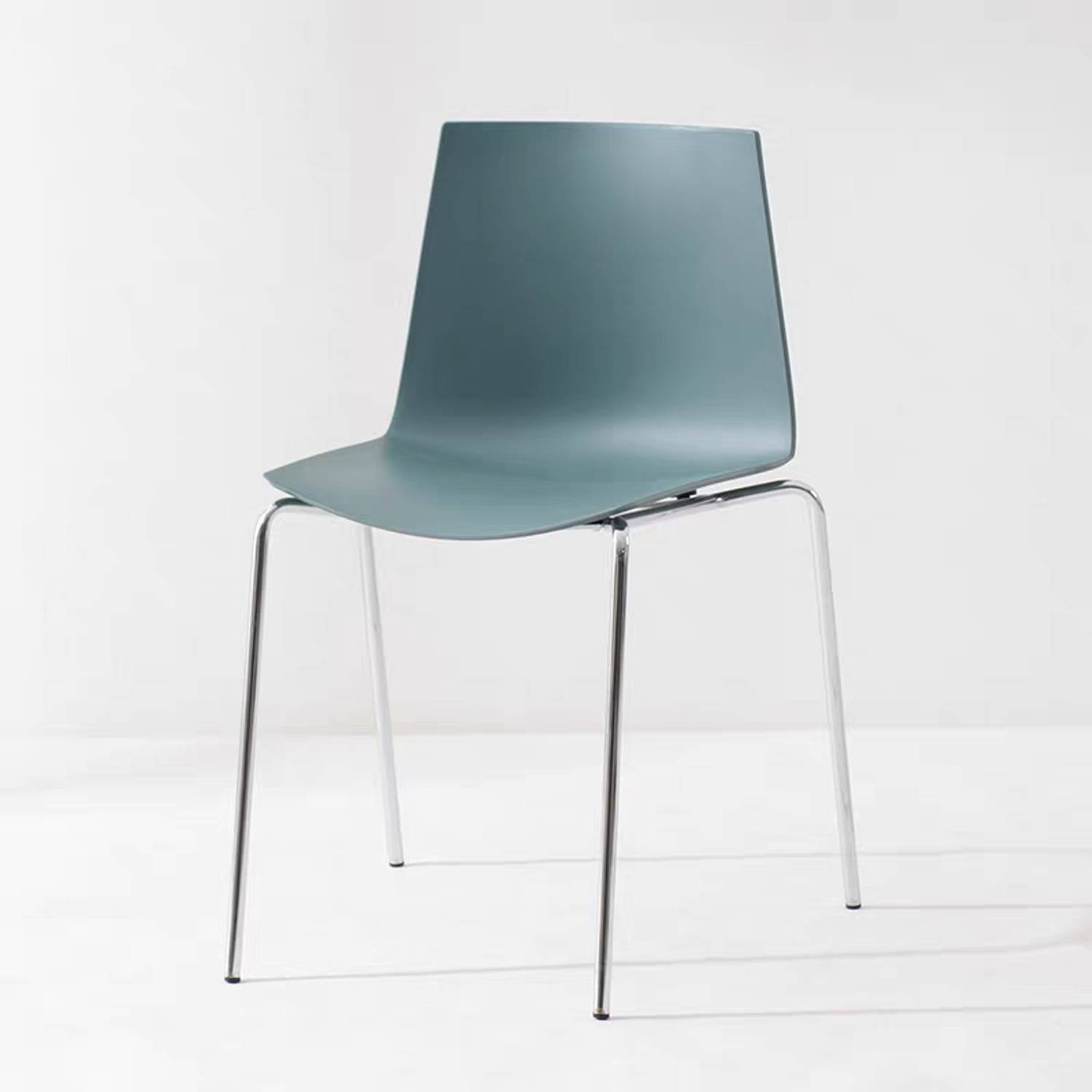Stackable PP Plastic Chair with Chrome Metal Legs 4