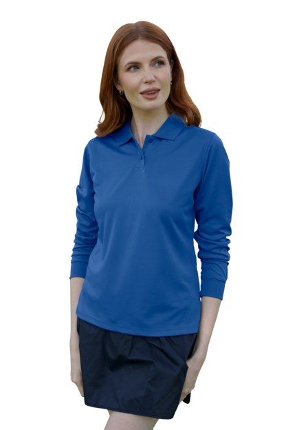 Women's Vansport Omega Long Sleeve Solid Mesh Tech Polo 14