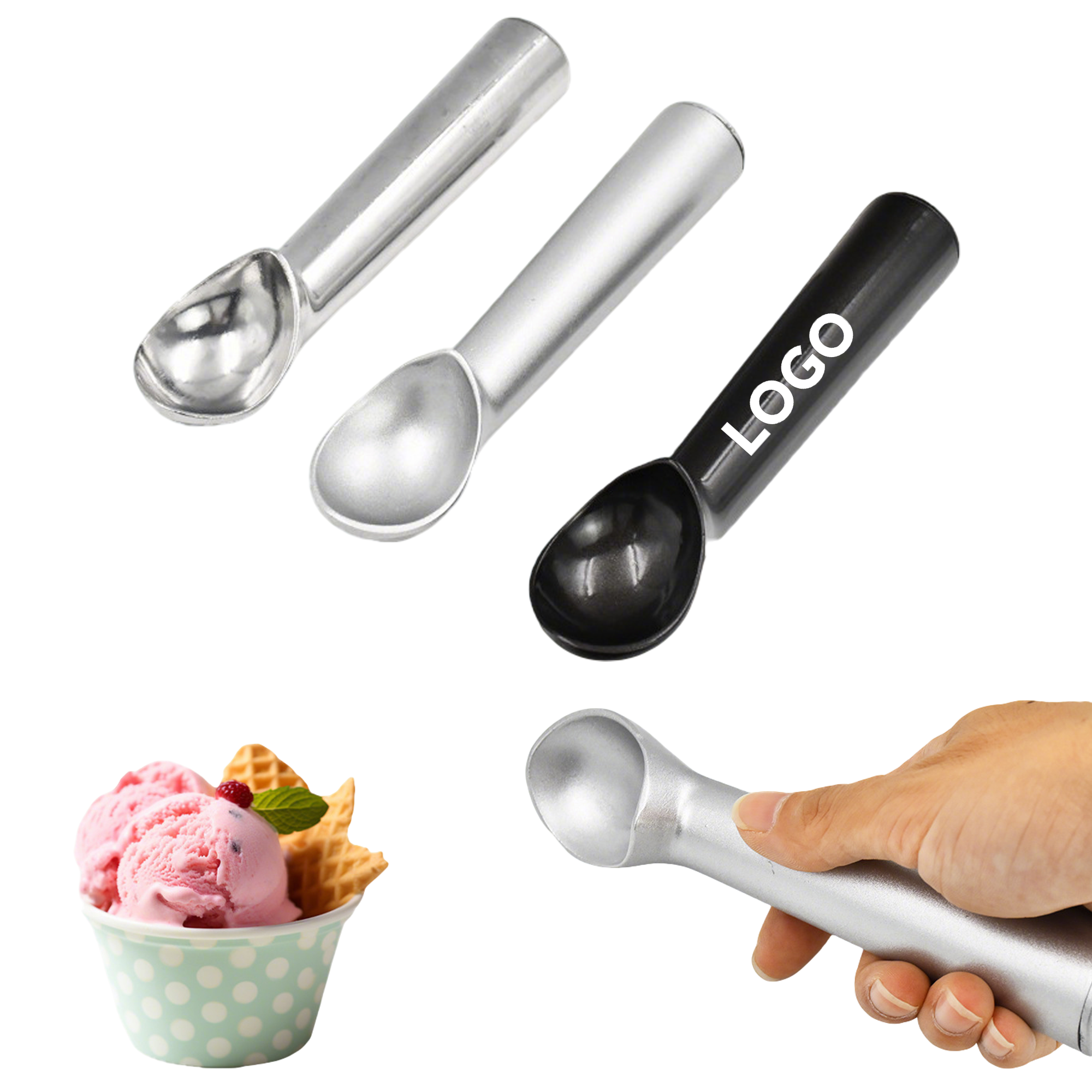7" Aluminum Design Nonstick Anti-Freeze Ice Cream Spoon 1