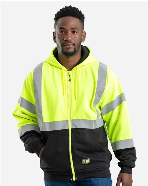 Men's Hi-Vis Class 3 Color Block Full-Zip Hooded Sweatshirt - HVF023 3