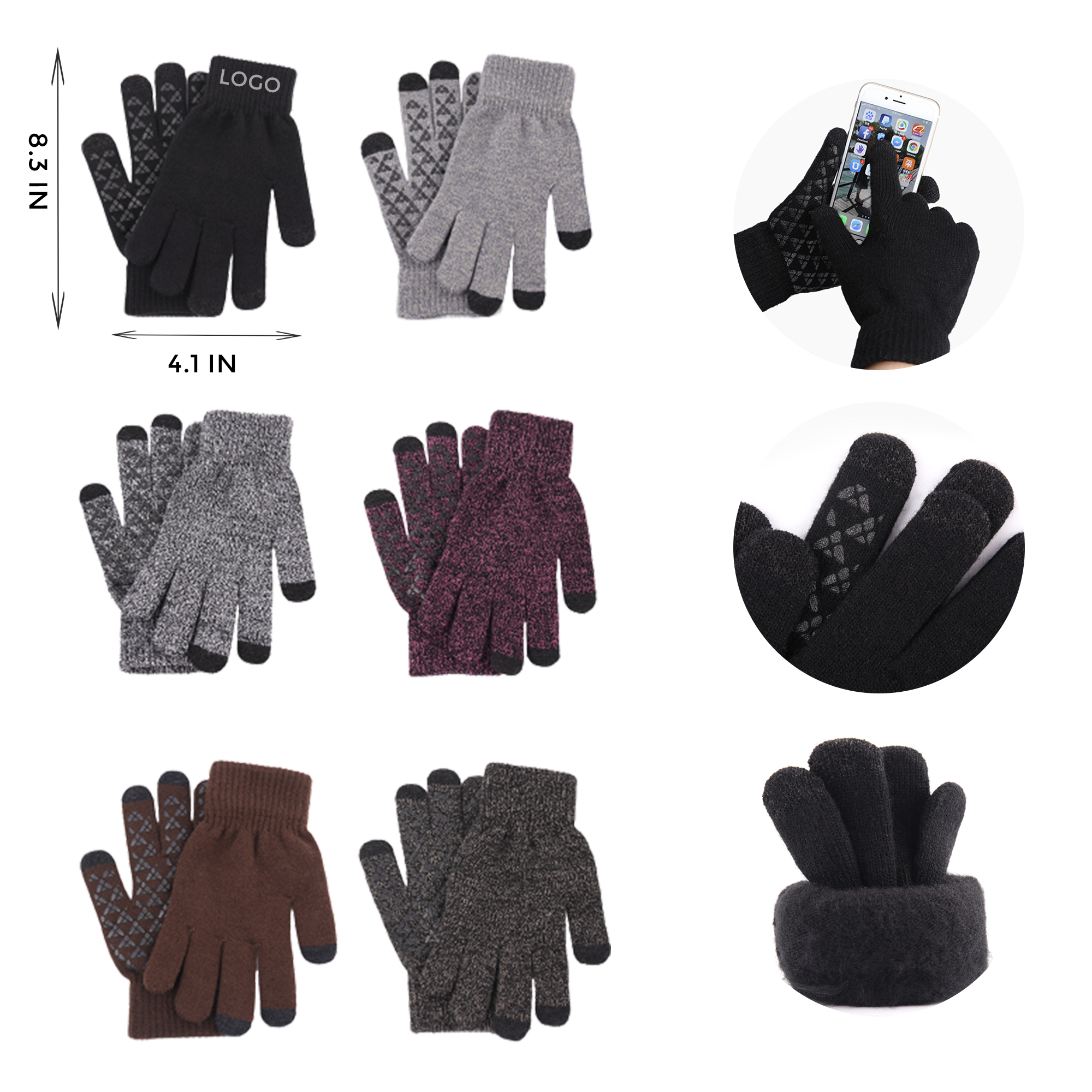 MOQ 10 PCS Touchscreen Thermal Gloves with Fluff Lining 1