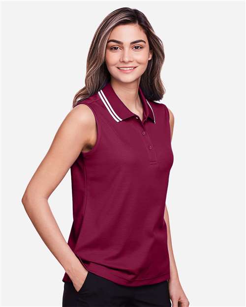 Women's CrownLux Performance® Plaited Tipped Sleeveless Polo - DG20SW 40