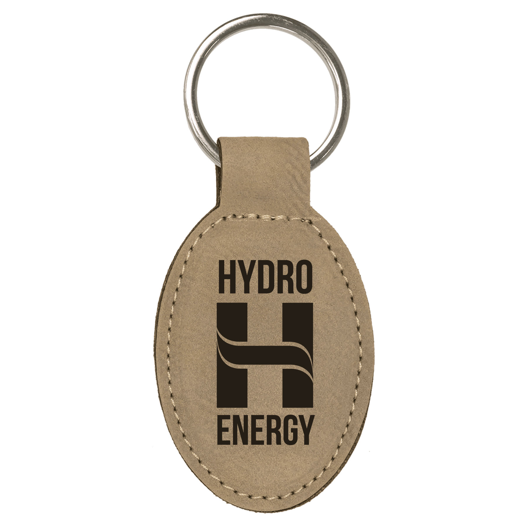 Light Brown Leatherette Oval Keychain 4