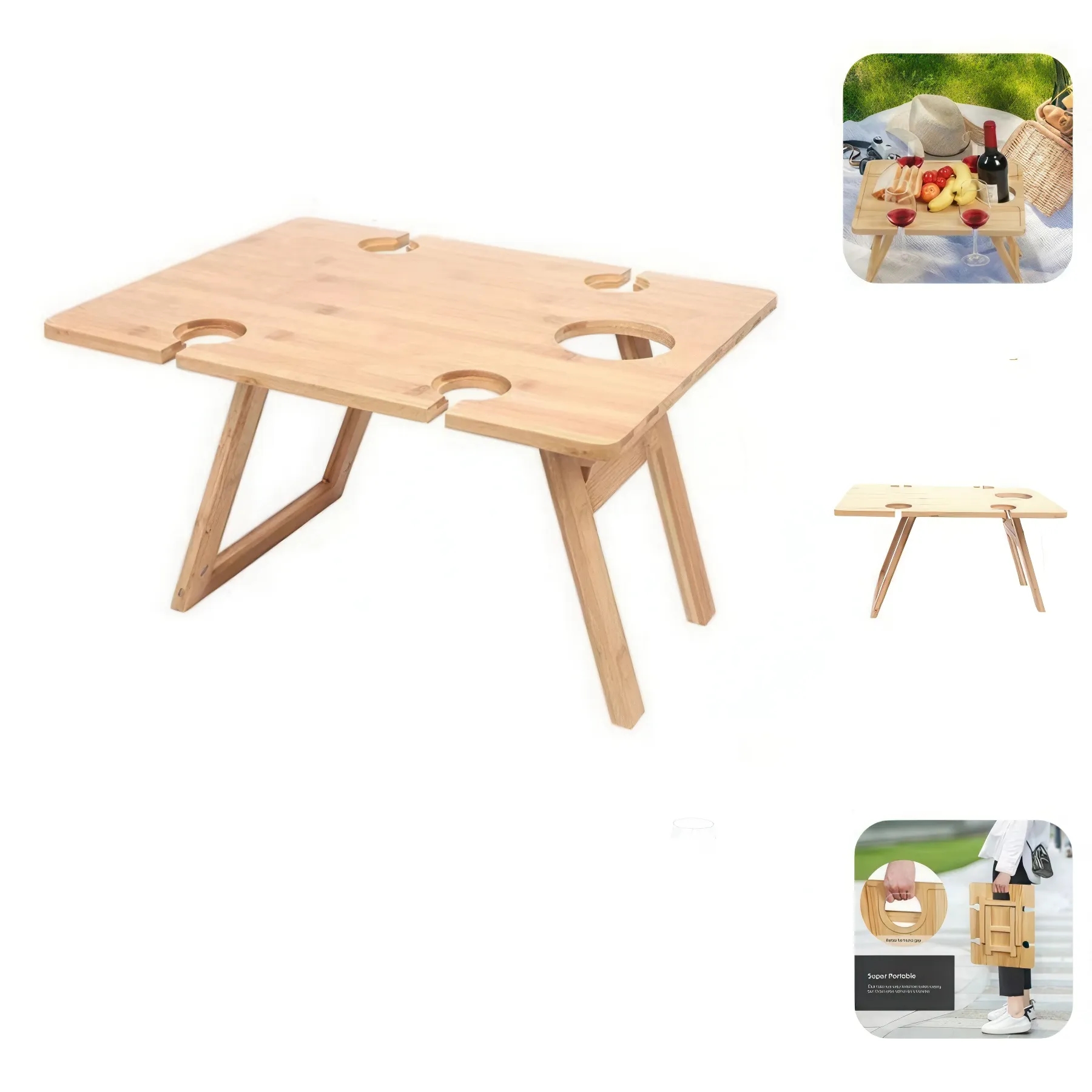 Foldable Wooden Square Picnic Table 2
