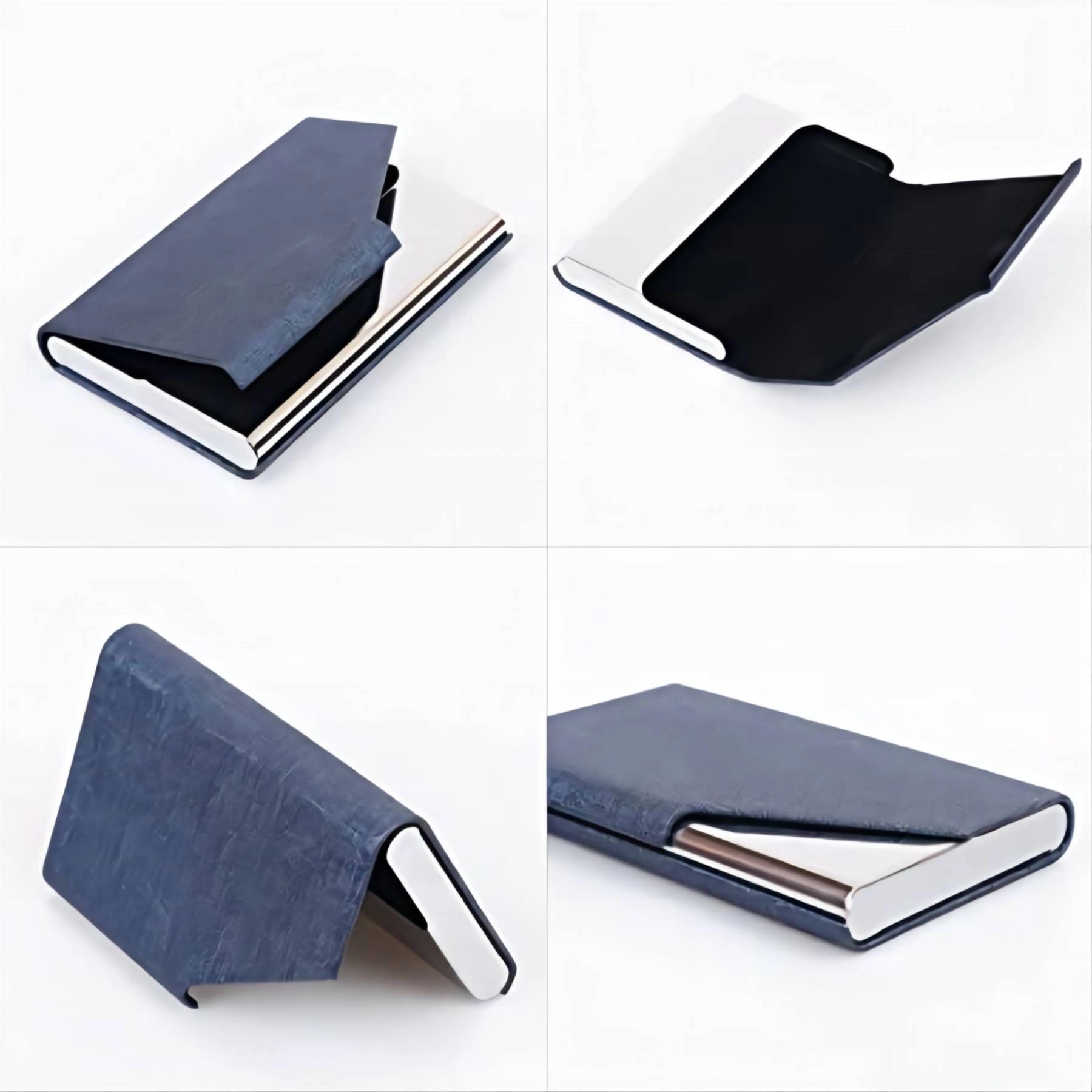 Metal PU Leather Slim Business Card Holder Case 3