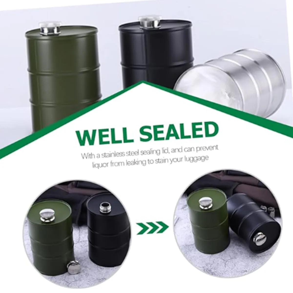 25 OZ Gasoline Barrel Camping Accessories Canteen Wine Jug, custom water bottle with logo imprint 12