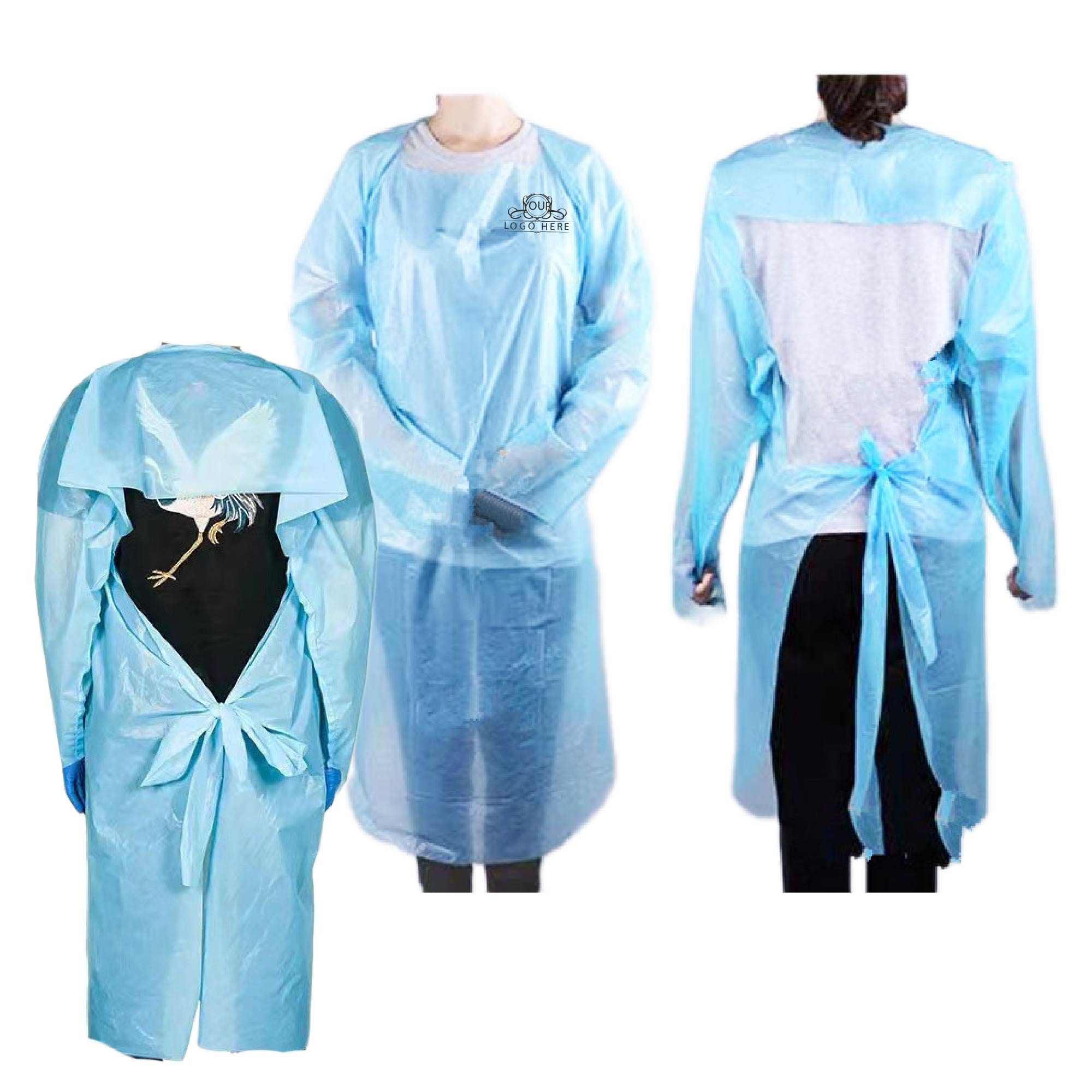 Disposable CPE Plastic Isolation Gown 1