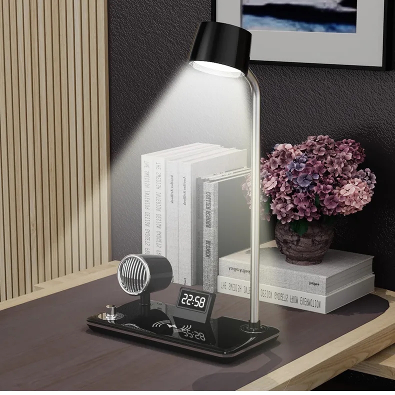 Smart Wireless Charging Desk Lamp with Bluetooth Speaker Clo 8