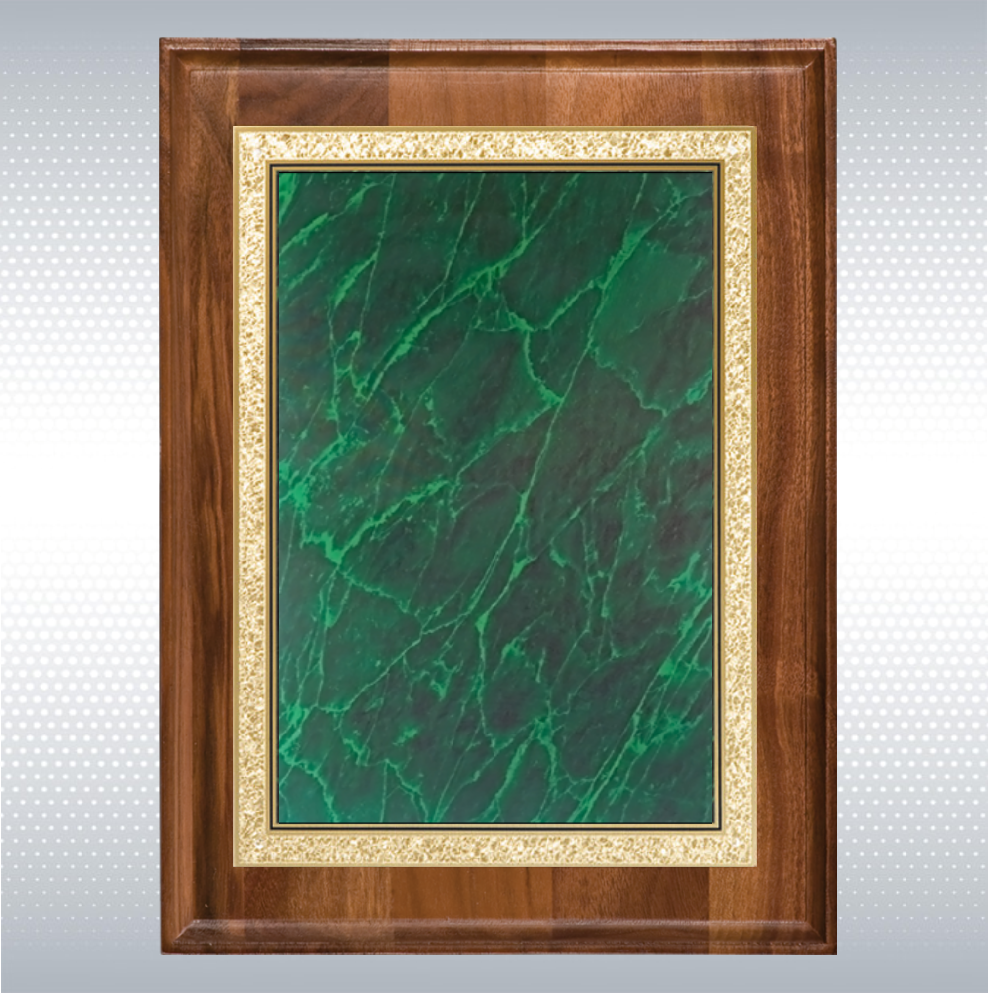 Walnut Rectangle Plaque w/Green Brass Engraving Plate (7" x 9") 8