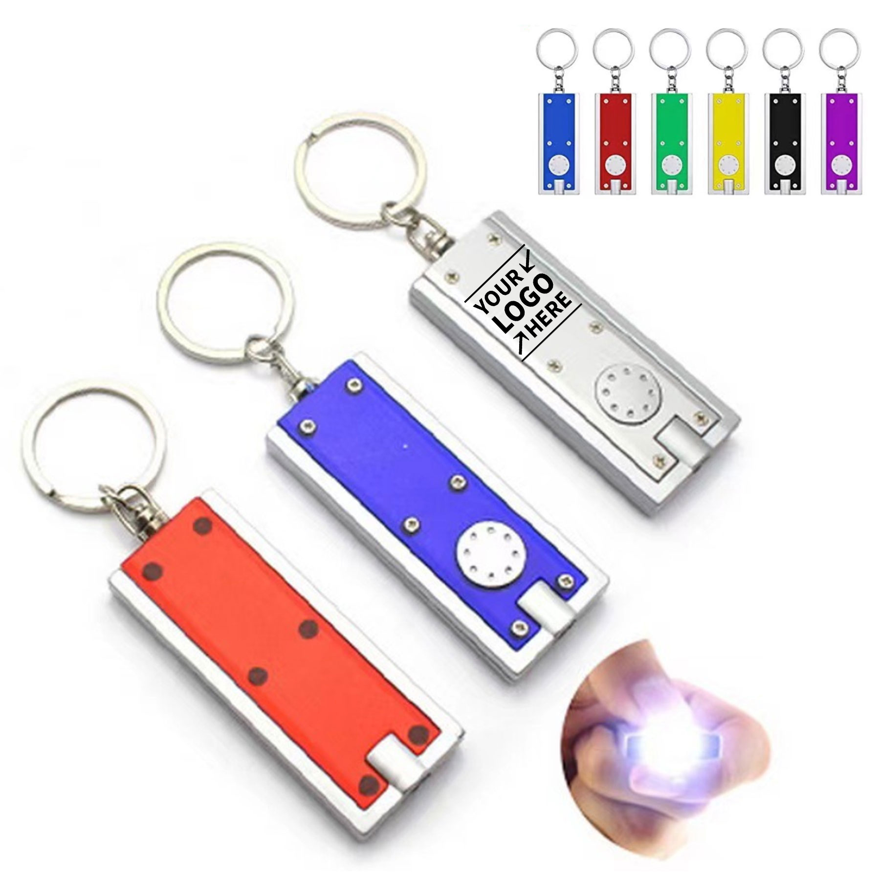 Mini LED Fashlight Rectangle Keychain 2