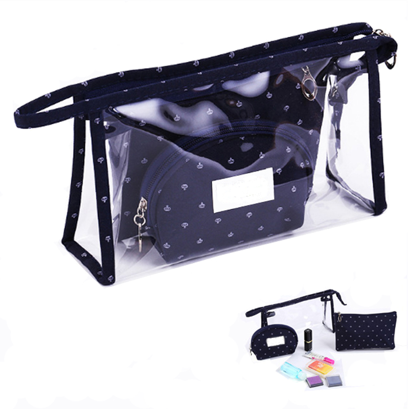 3-Piece Transparent PVC Cosmetic Bag Set 2