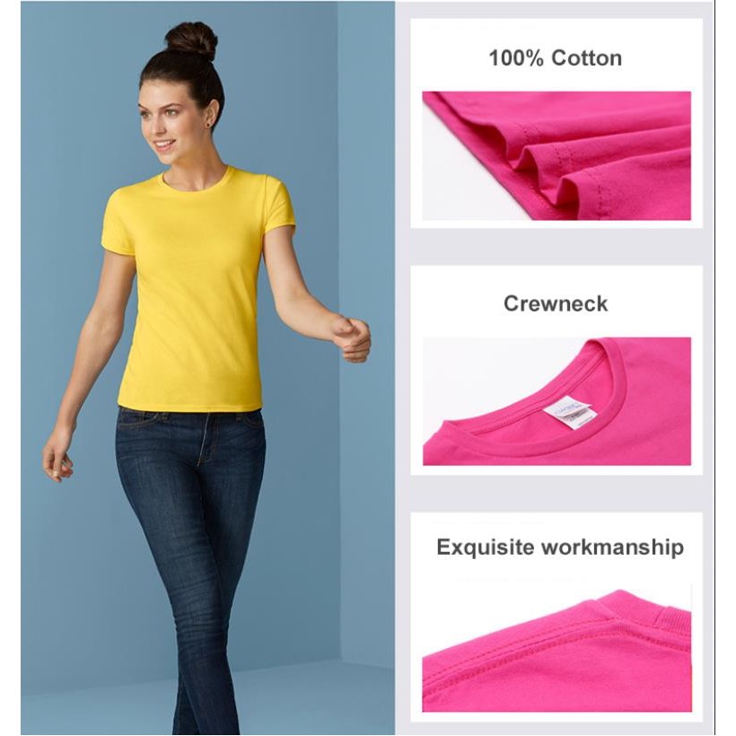 Women Crewneck Color T-shirt Stock 1