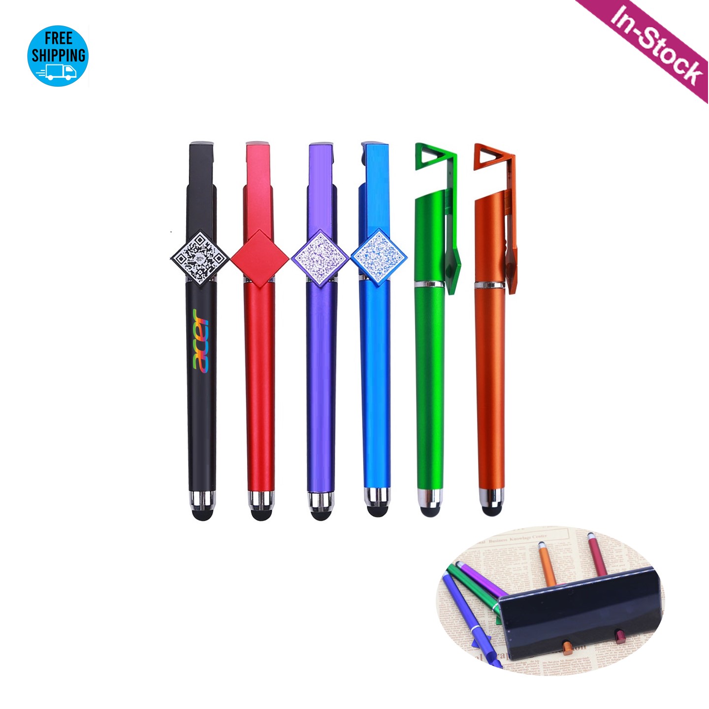 QR Code Stylus Gel Pen with Phone Stand 3