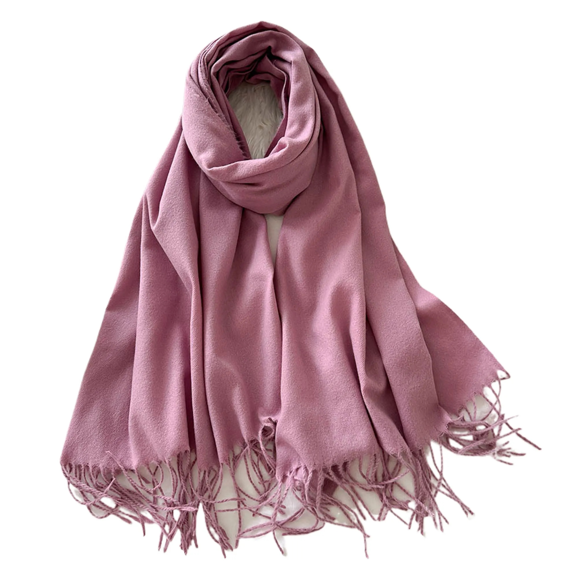 MOQ50 Winter Solid Brushed Scarf Faux Cashmere Wrap 12