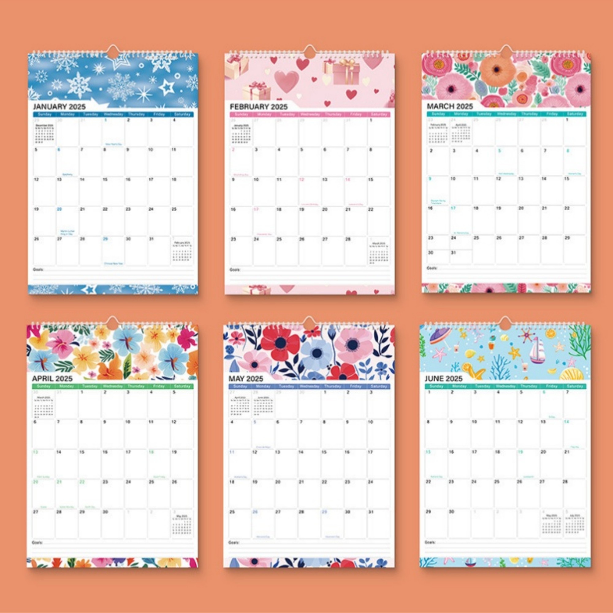 18 Months 17"*12" Snowflake Wall Calendar From Jan 2025 To June 2026 2