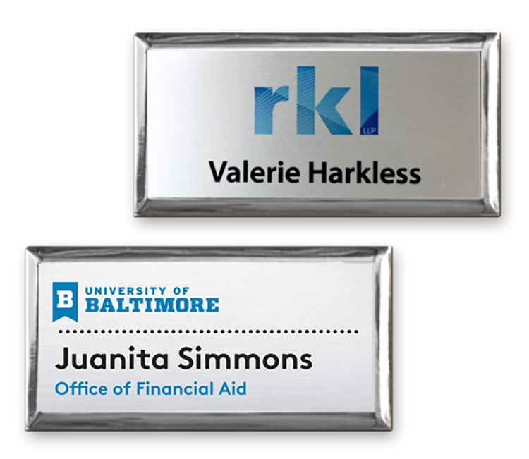 The Athena framed full color metal name badge 1.5" x 3" 5
